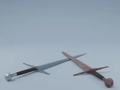 Sword two swords Low-poly 3D model
