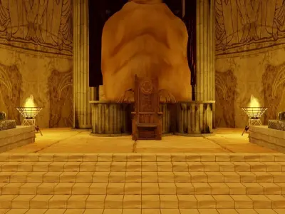 Queen Throne Room of Ancient Egyptian Hall with Sacred Bridge 3D model