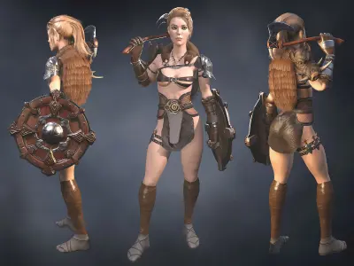 Viking Girl Low-poly 3D model