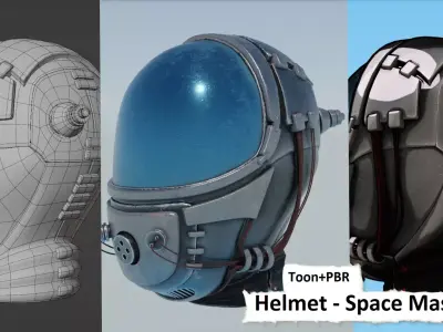 Helmet - Space Mask T2 Low-poly 3D model