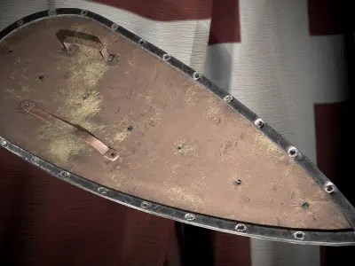 Medieval templar knight big shield Low-poly 3D model