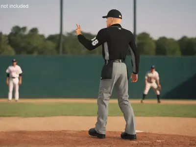 Baseball Umpire in Cap Showing Points 3D model