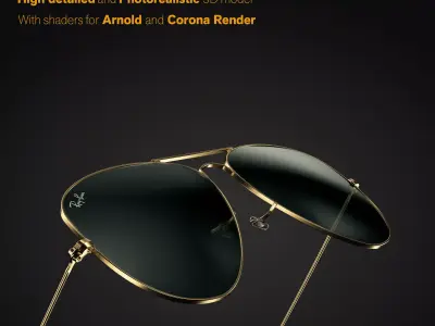 Ray-Ban Aviator sunglasses 3D model 3D model