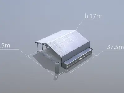 MilitaryBase PortoVelho Hangar 03 Low-poly 3D model