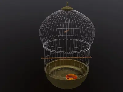 Bird cage PBR 3D model with Texture for Games and Films Low-poly 3D model