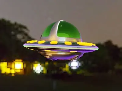 Alien Sci-Fi UFO Robot character Low-poly 3D model