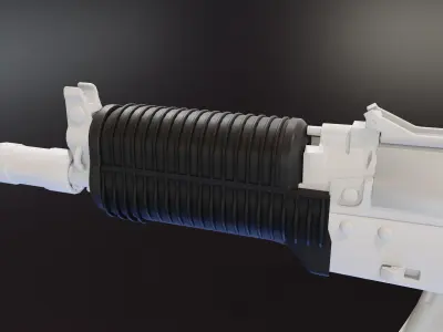 AKS 74U Ribbed Polymer Handguard Low-poly 3D model