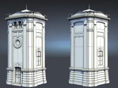 Water Tower 01 Low-poly 3D model