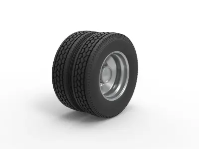 Rear custom wheel of semi truck Version 2 Scale 1 to 25 3D print model