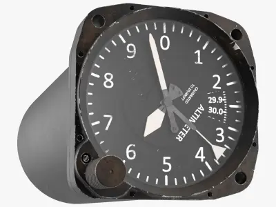 Altimeter Instrument Used Condition Black Rigged 3D model