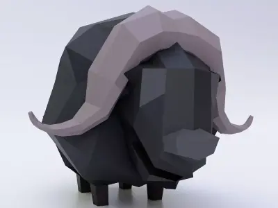 Buffalo cartoon 3d model  Low-poly 3D model