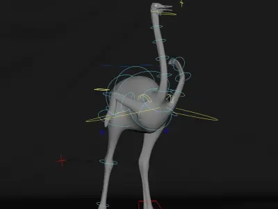 Realistic 3D model of Ostrich with RIG and texture pack 3D model