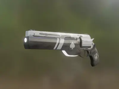 Cyber revolver  Low-poly 3D model