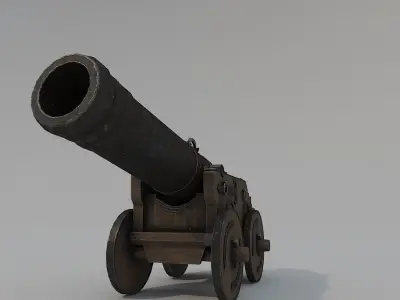 Medieval Battle Cannon Low-poly 3D model