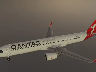 Qantas airbus a321 neo xlr low poly 3D Model Low-poly 3D model