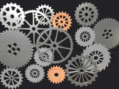 Cogwheel animation Low-poly 3D model