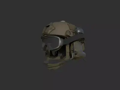 Ops-Core Fast XP TAN with Comtac and Goggles Low Poly 3D model Low-poly 3D model
