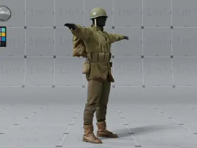 PBR 3D model - American ww2 soldier 3D model