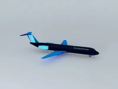 AirAtlanticOcean Fokker 100 with interior Free 3D model