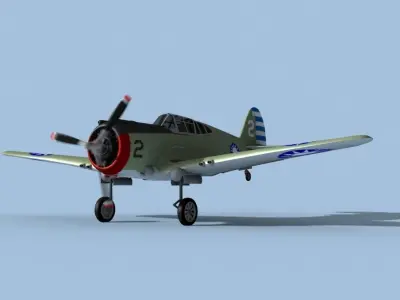 Curtiss H-75C Mohawk V14 China 3D model