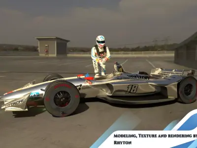 INDYCAR with driver Free low-poly 3D model