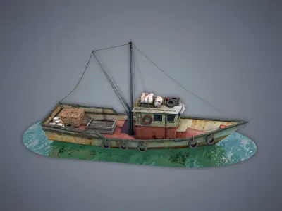 Fishing Vessel Low-poly 3D model