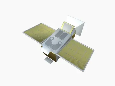 Satellite E02 Gold - SciFi Space Design Low-poly 3D model