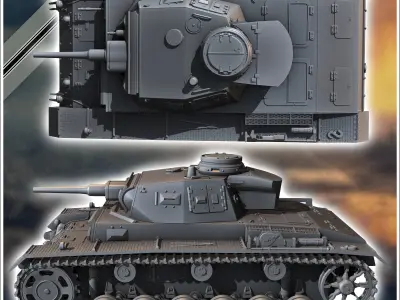 Panzer III Ausf J early - miniatures tabletop scenery 3D print model