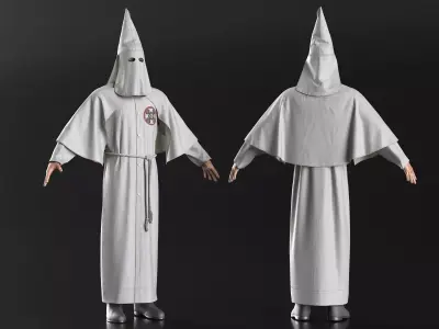 Character Ku Klux Klan in White Robe and Mask 3D model