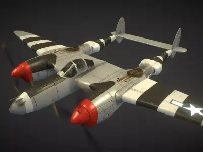 Lockheed P-38 Lightning Low-poly 3D model