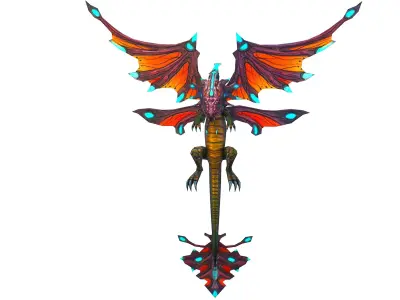 Low Poly Monster Orange Young Winged Dragon Low-poly 3D model