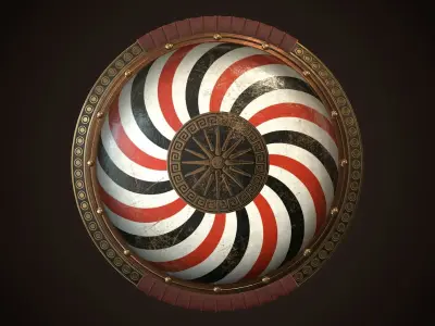 Hoplite Shield Makedonian Sun Low-poly 3D model