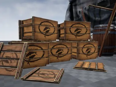 Market Place Items Low-poly 3D model