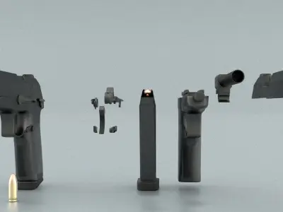 laos Game Pistol Low-poly 3D model