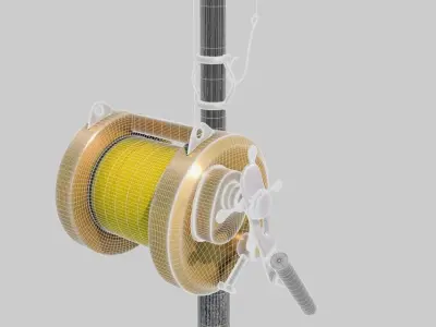 Shimano Fishing Rod and Reel Low-poly 3D model
