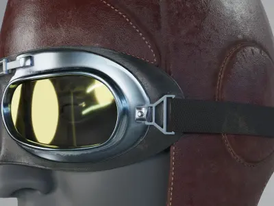 Aviator Pilot Helmet Low-poly 3D model