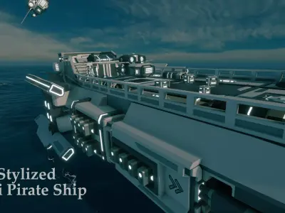 Stylized Sci-fi Pirate Ship - By Yorakeys Low-poly 3D model