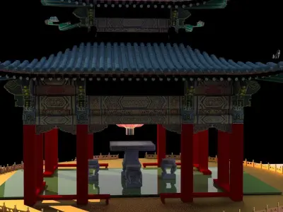 Chinese pavilion   Low-poly 3D model