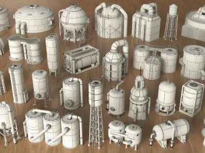 Industrial Tanks - part - 4 - 30 pieces 3D model