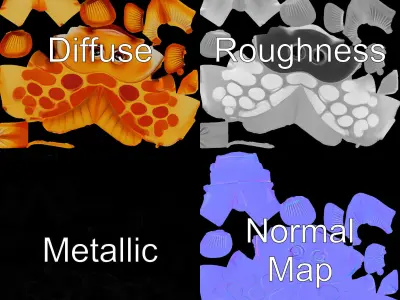 Cartoon Goldfish Model Pack with Vibrant Colors Low-poly 3D model