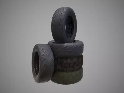 Low poly Tire 02 PBR Game-ready Low-poly 3D model
