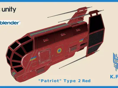Spaceship Patriot Type 2 Red Low-poly 3D model
