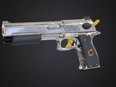 80 Style Action Movie gun Low-poly 3D model