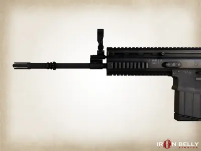 AAA FPS SCAR Assault Rifle  Low-poly 3D model