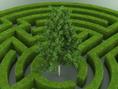 Labyrinth Garden with Tree 3D model