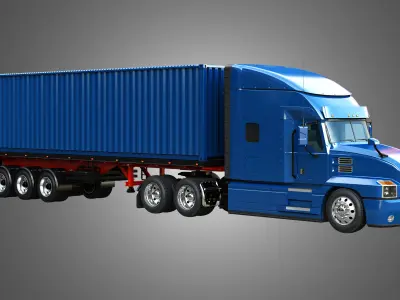 Anthem 64T with 3-Axle Container Trailer 3D model