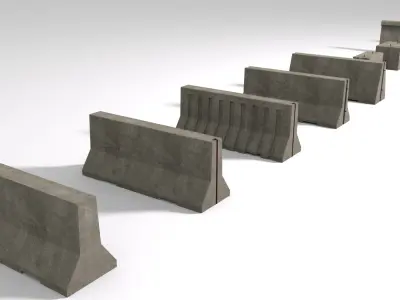 Construction Concrete Barrier Low-poly 3D model