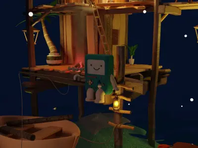 sea shack night 3D model