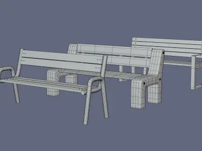 Park benches set Free low-poly 3D model
