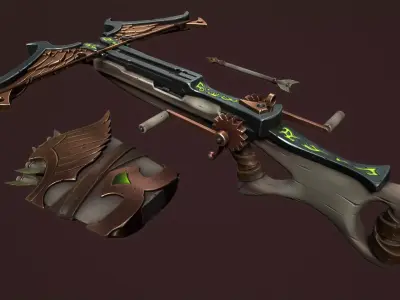 Rune crossbow Low-poly 3D model